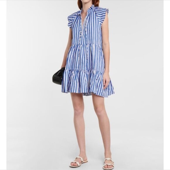Veronica Beard Zee Dress, Blue and White Striped, Size 12 - Picture 1 of 7
